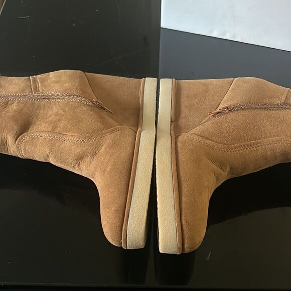 STEVEN NEW YORK MARBELLA FAUX LEATHER HEEL ANKLE BOOTS tan 8.5 - Picture 11 of 12